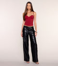 Utility Mode Faux Leather Low-Rise Cargo Pants