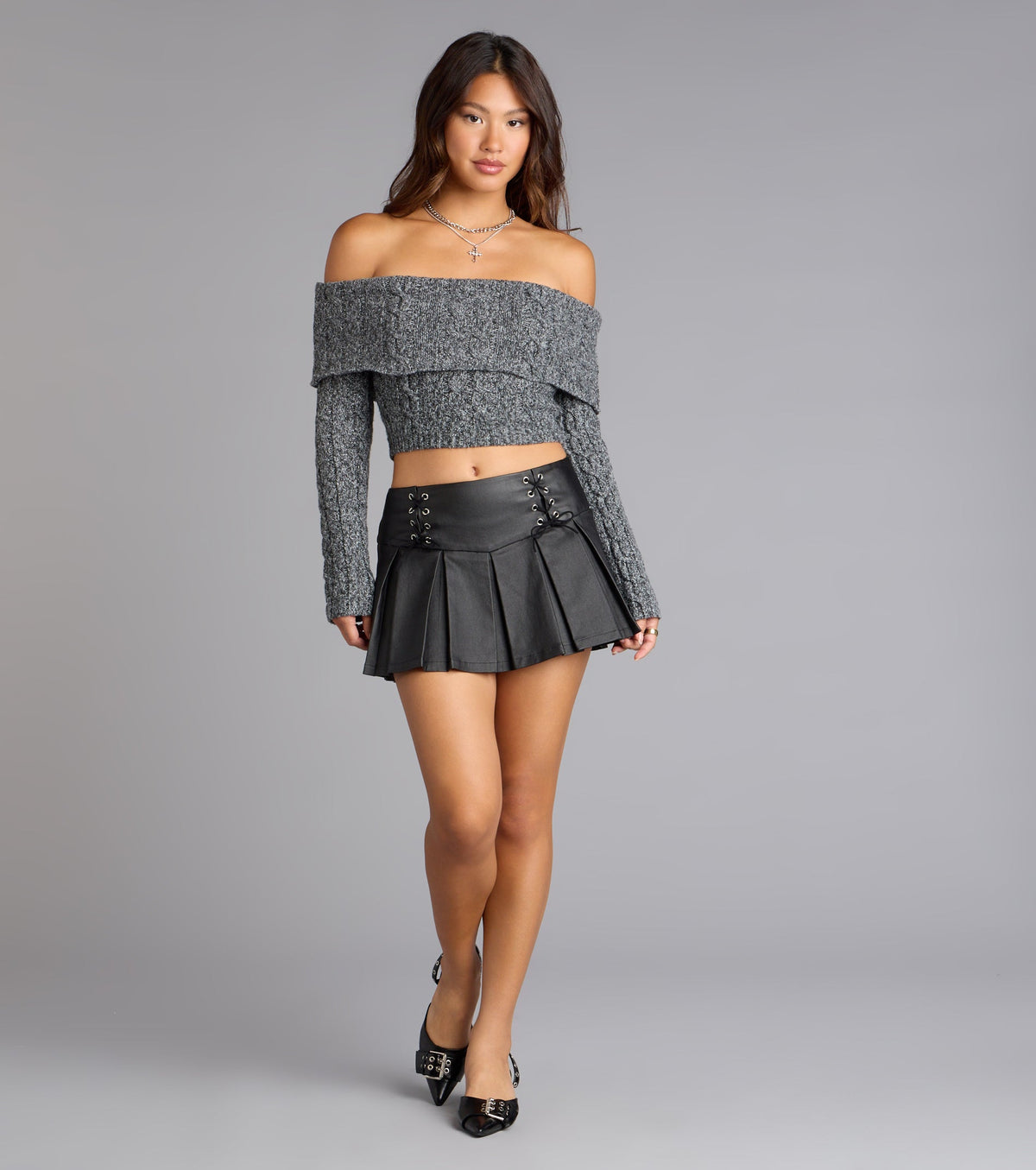 Sweet Trouble Faux Leather Pleated Mini Skort