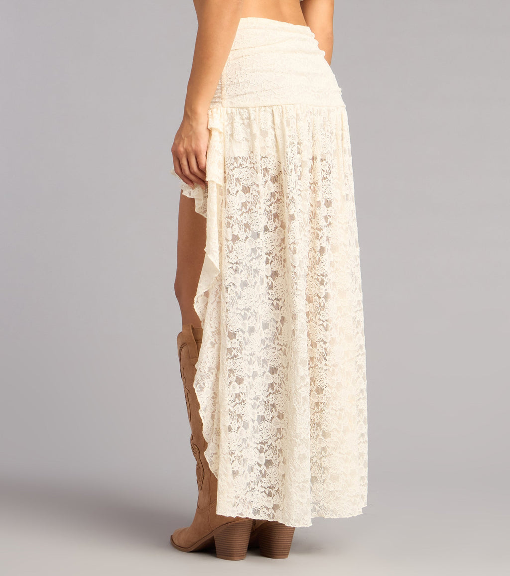 Boho Nights Lace High-Low Skirt