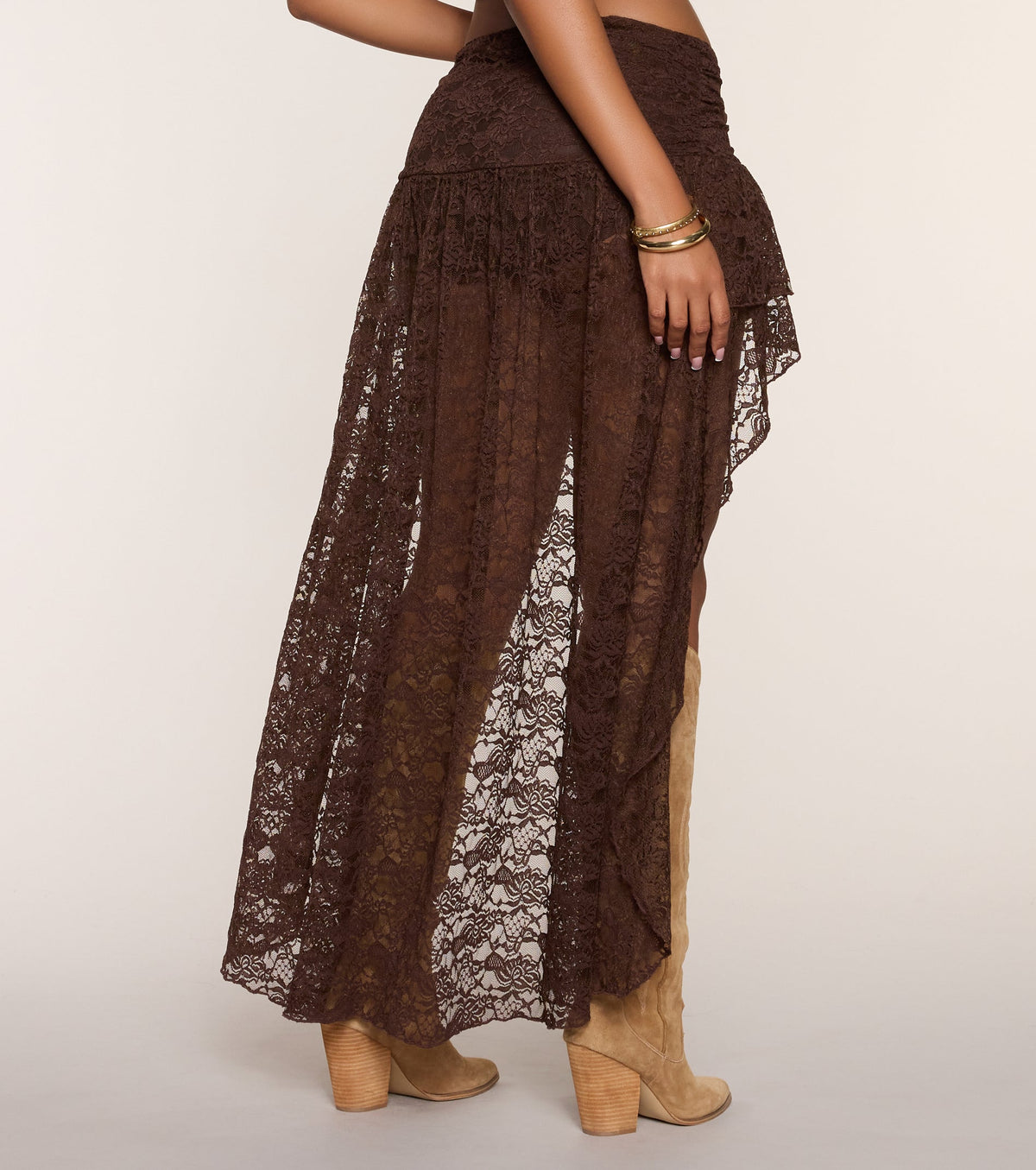 Boho Nights Lace High-Low Skirt