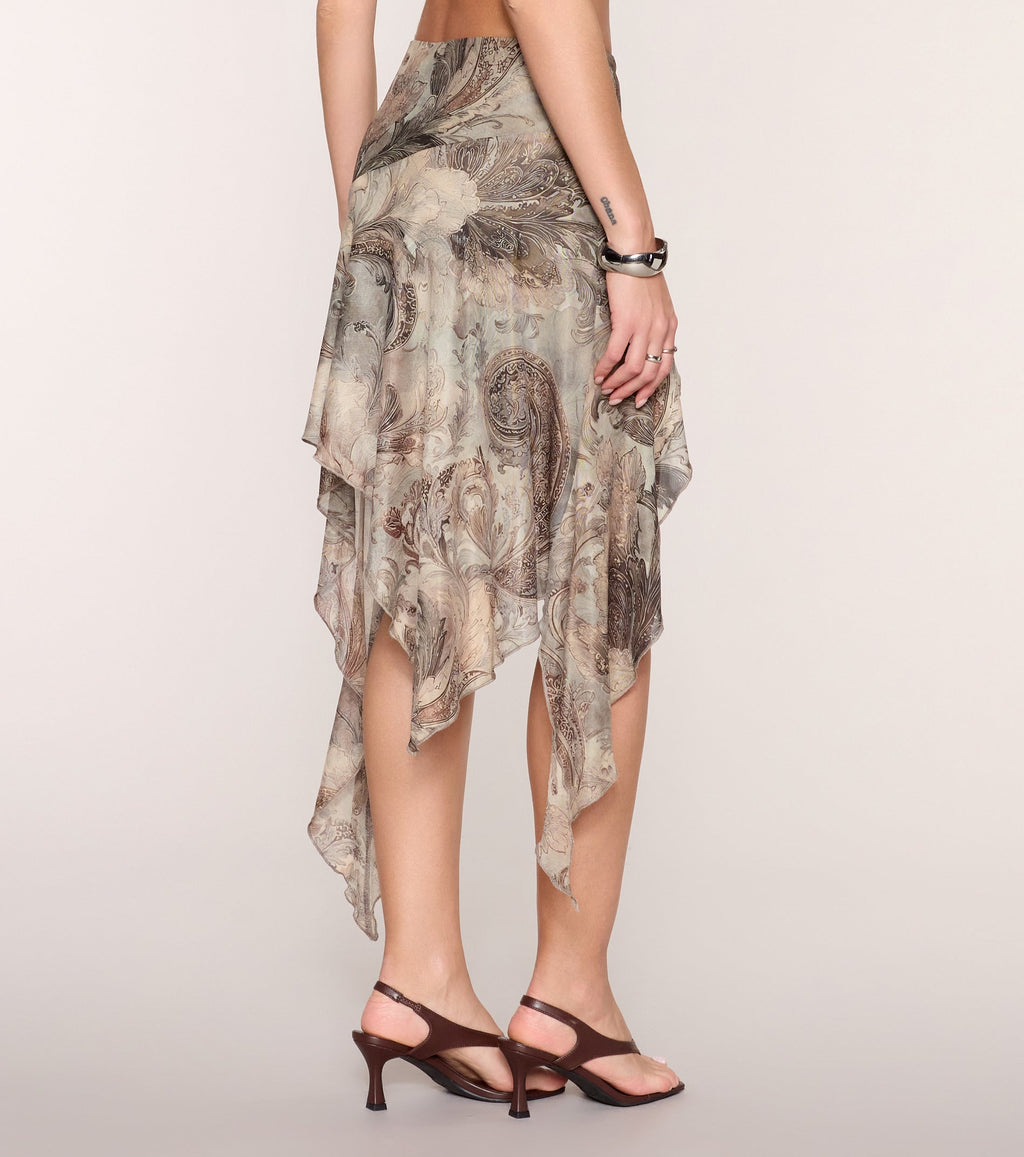 Pattern Crush Paisley Hanky Hem Midi Skirt