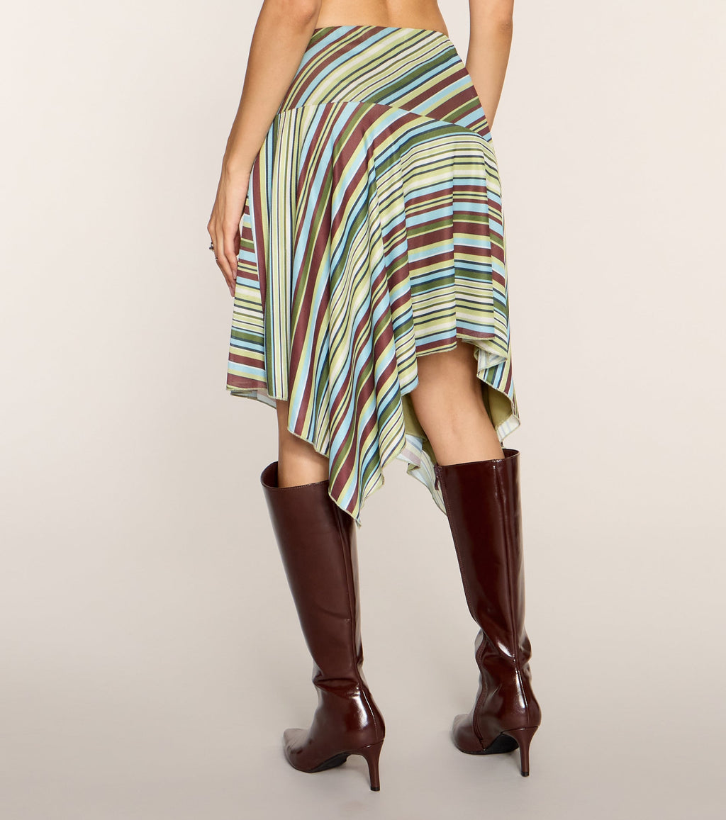 Stripe Shift Knit Midi Skirt