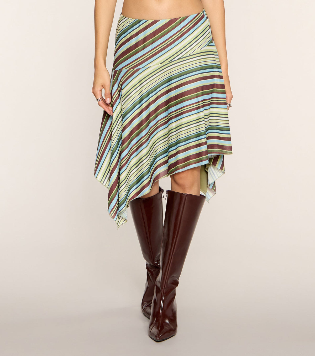 Stripe Shift Knit Midi Skirt