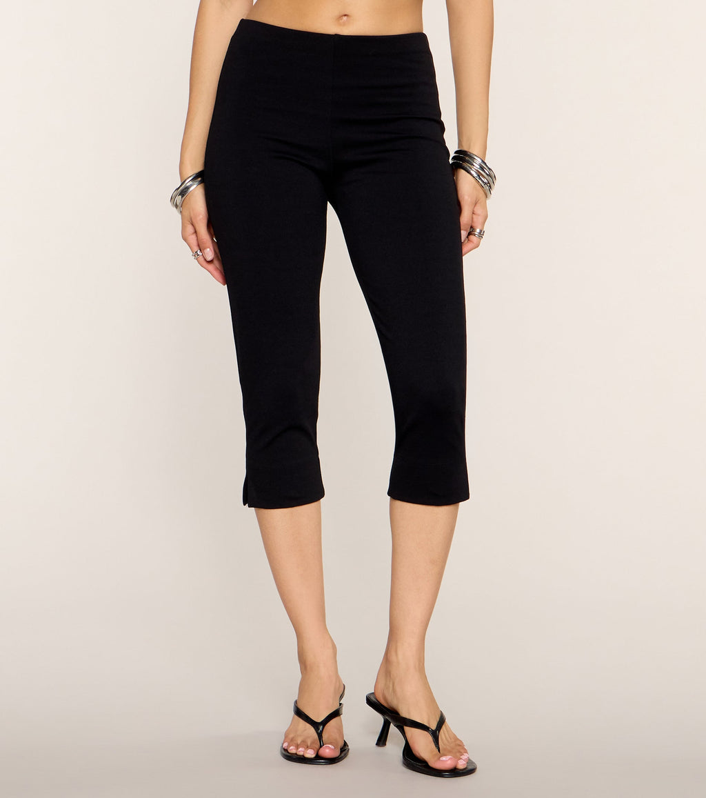 Cut It Short Mid Rise Ponte Capri Pants