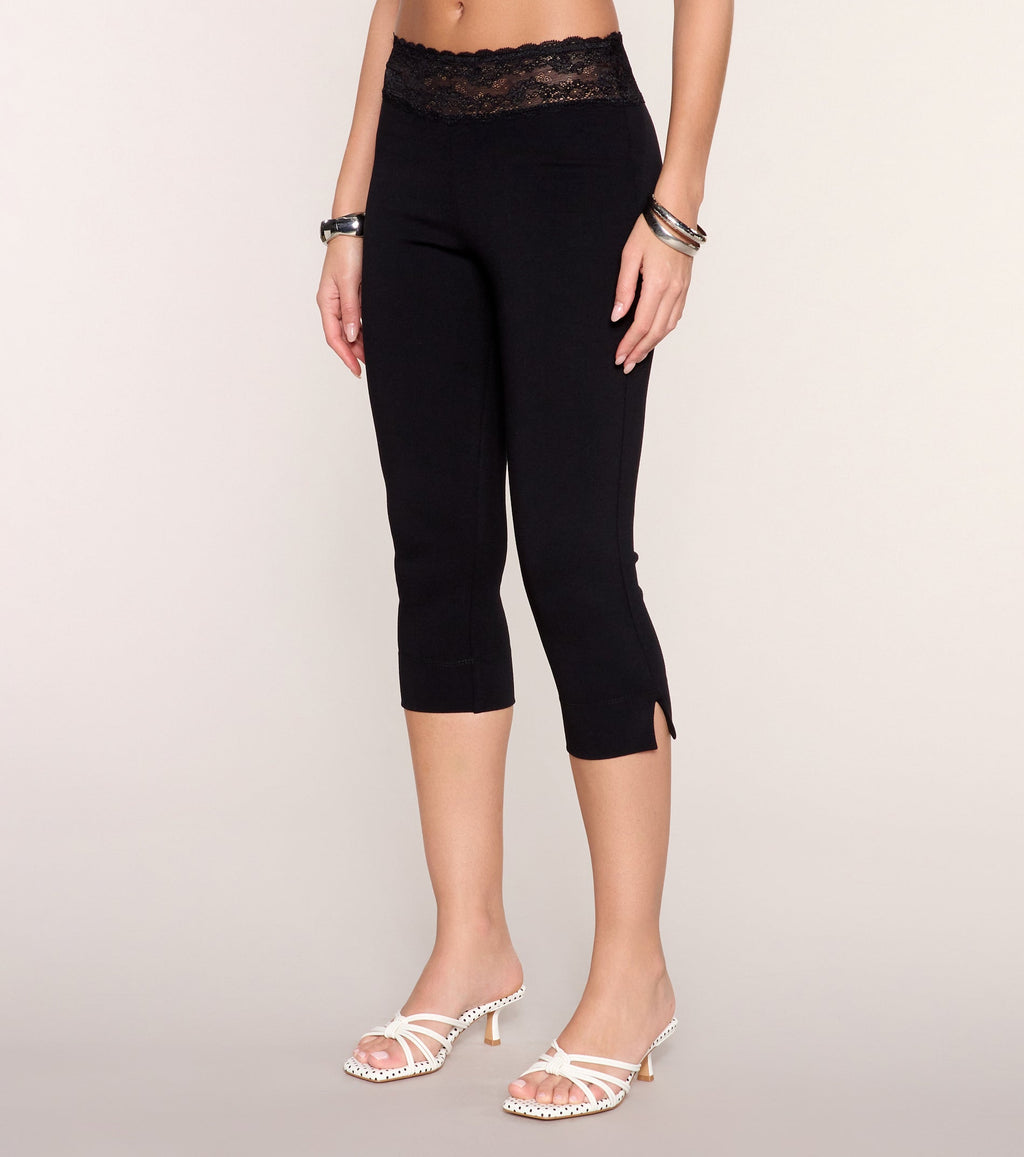 Pretty In Ponte Lace Waist Ponte Capri Pants