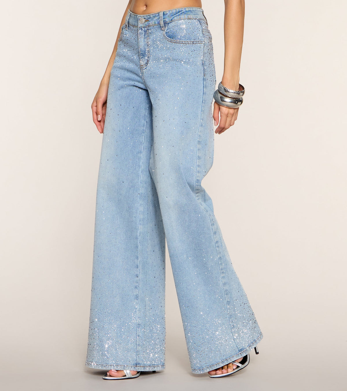 Catch the Flash Rhinestone Wide Leg Jeans