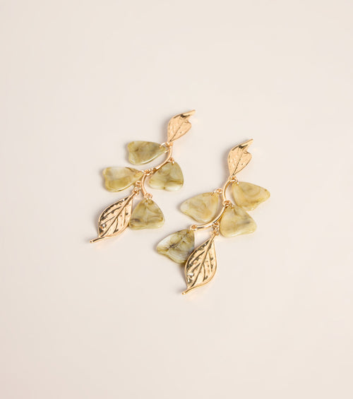 Branching Out Resin Leaf Linear Earrings