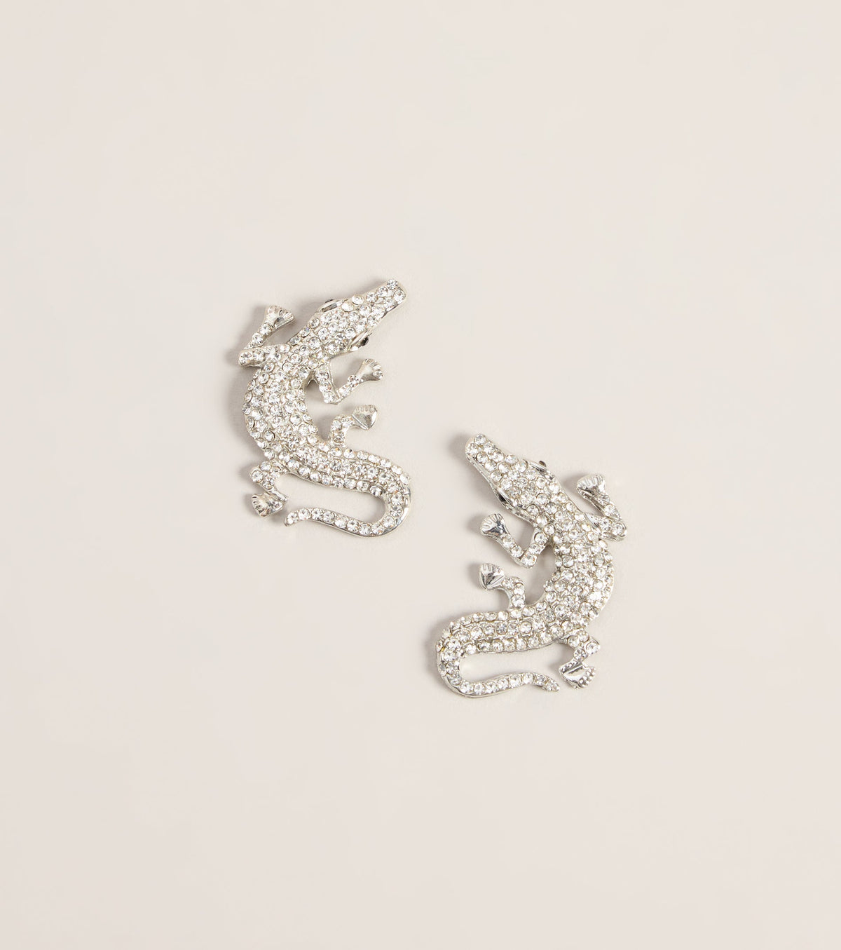 Playful Bite Rhinestone Alligator Earrings