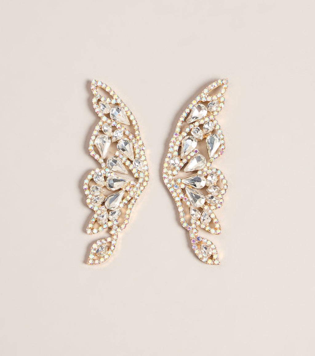 Wing It Rhinestone Butterfly Statement Earrings
