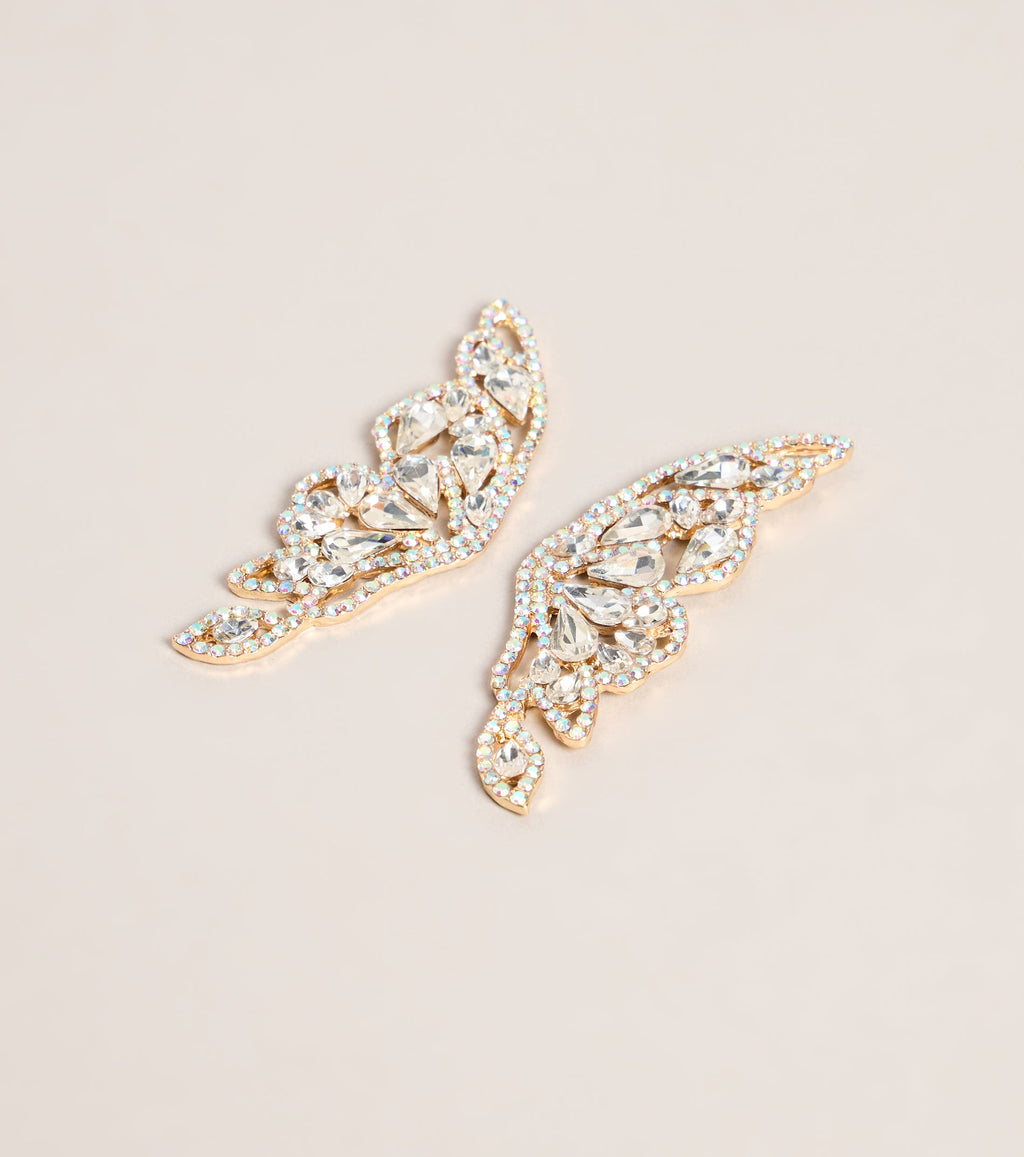 Wing It Rhinestone Butterfly Statement Earrings