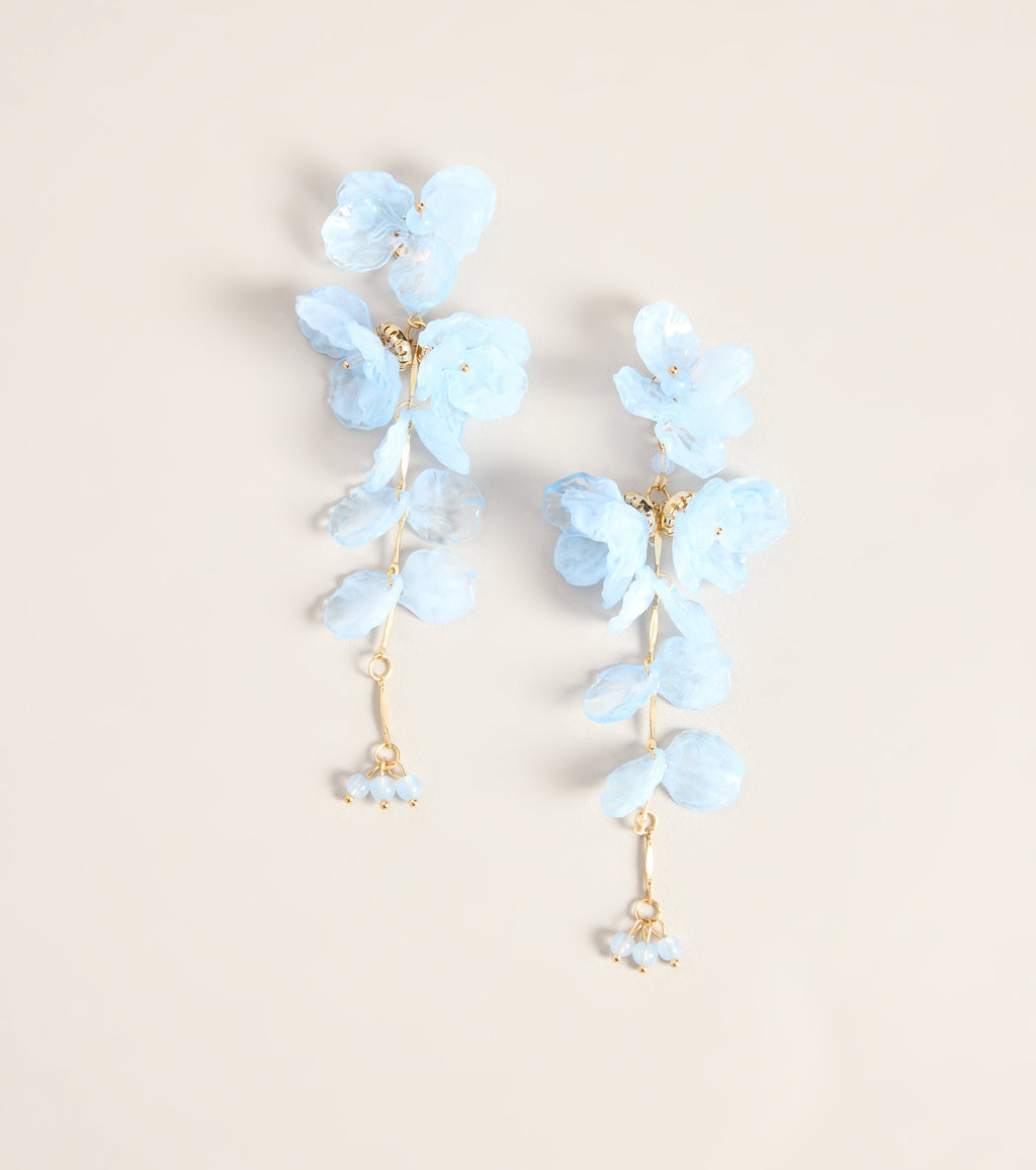 Petal Cascade Acrylic Floral Linear Earrings