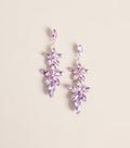 Petal Drama Rhinestone Floral Drop Earrings