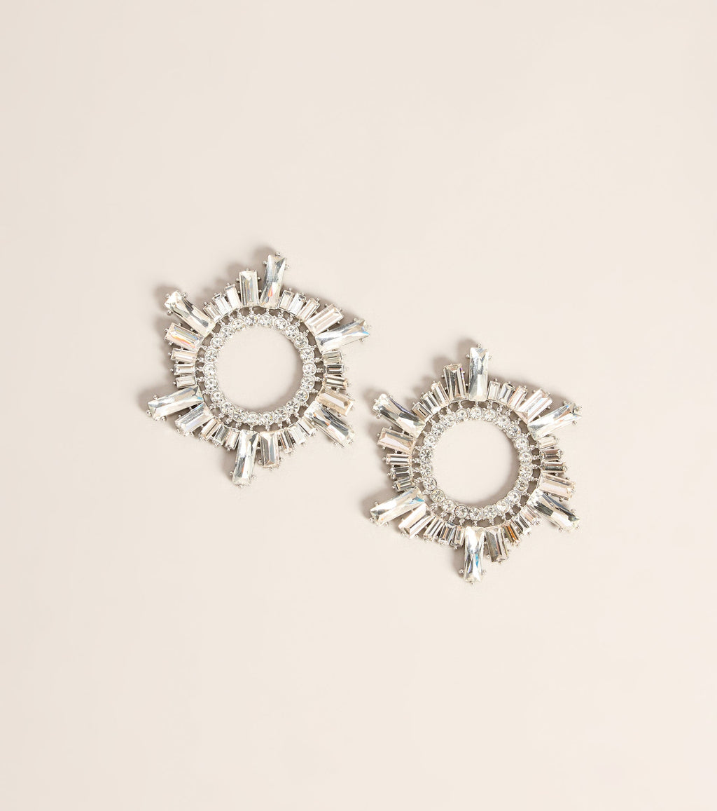 Star Power Rhinestone Burst Statement Earrings