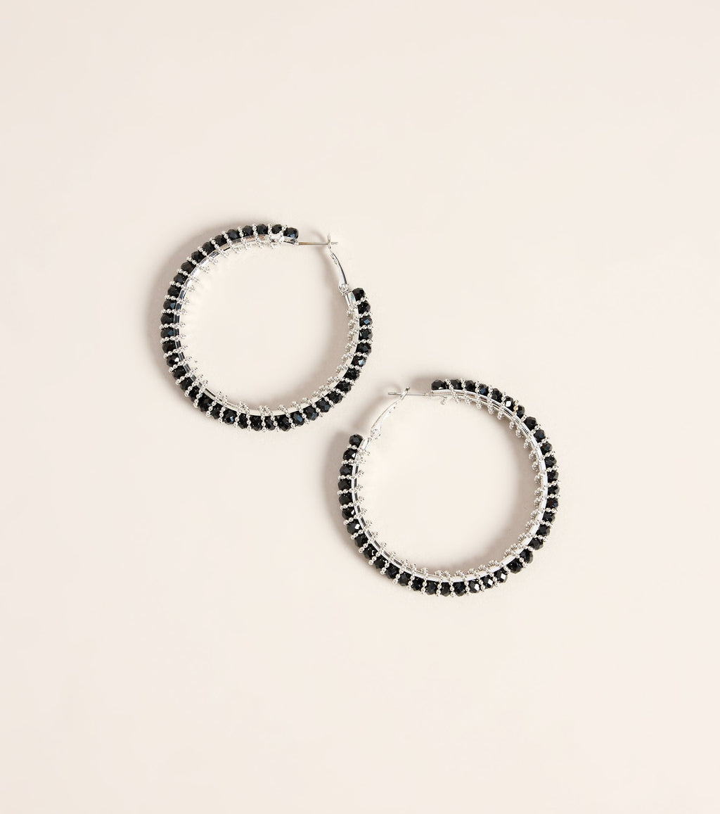 Midnight Circuit Rhinestone Statement Hoop Earrings