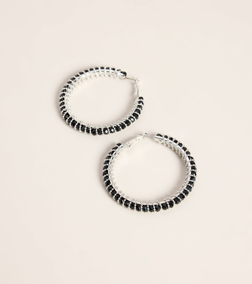 Midnight Circuit Rhinestone Statement Hoop Earrings
