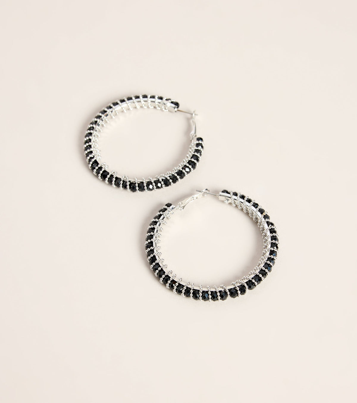Midnight Circuit Rhinestone Statement Hoop Earrings