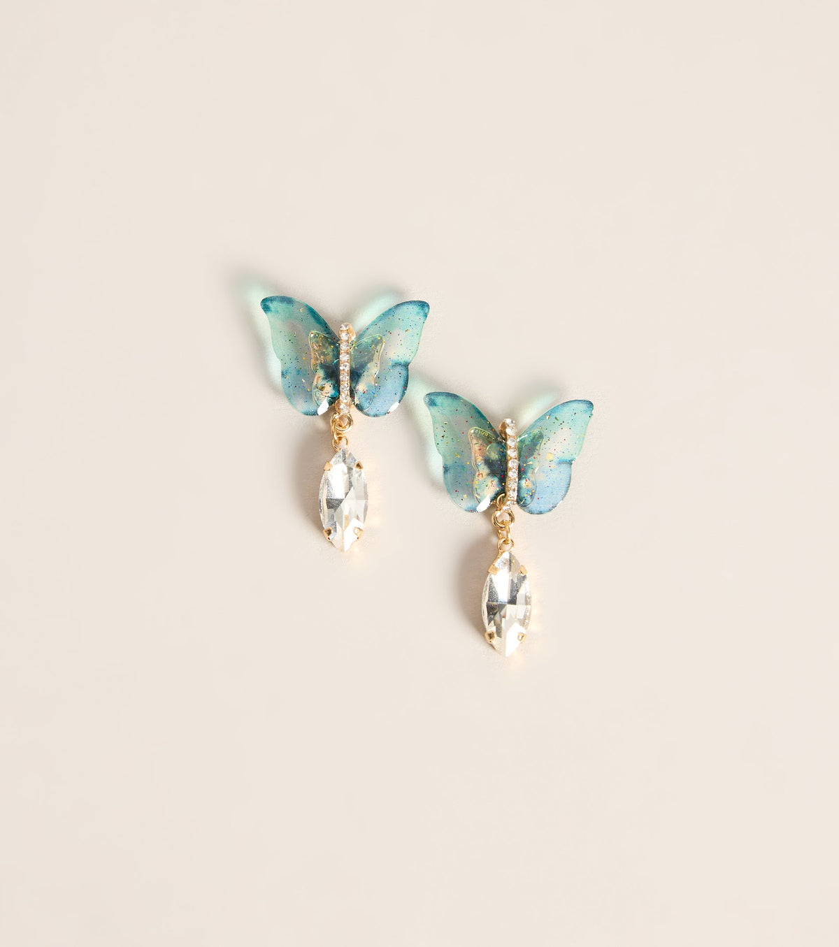 Flutter Effect Butterfly Rhinestone Drop Earrings
