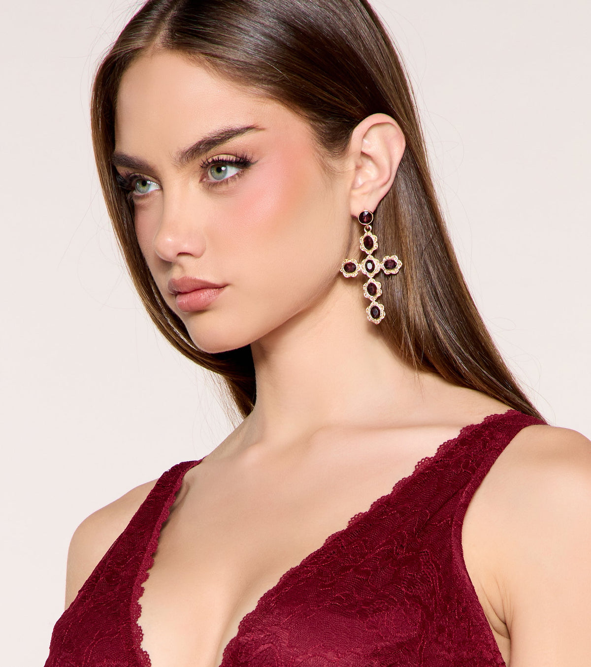 Cross My Heart Gemstone Statement Drop Earrings