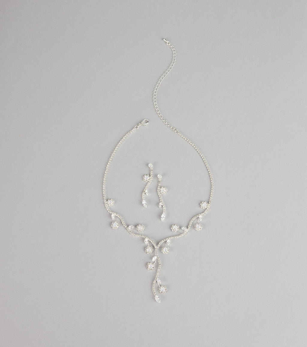 Crystal Vine Necklace And Earring Set