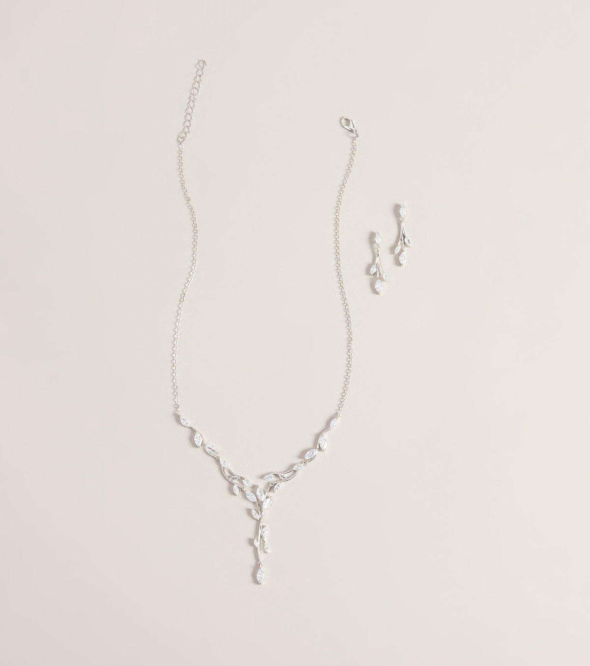 Gilded Vine Rhinestone Necklace And Earrings Set