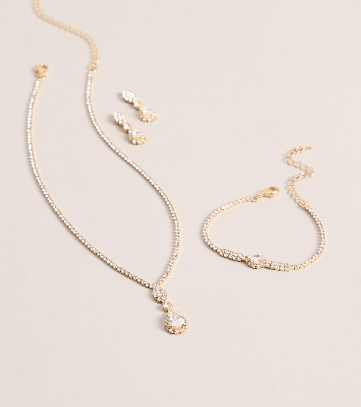 Polished Sparkle Rhinestone Jewelry Set