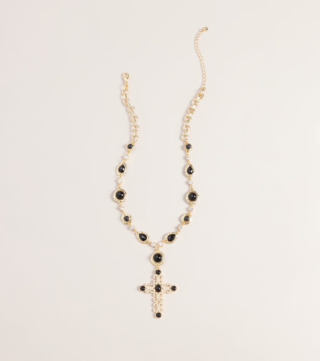 Glam Polish Rhinestone Cross Necklace