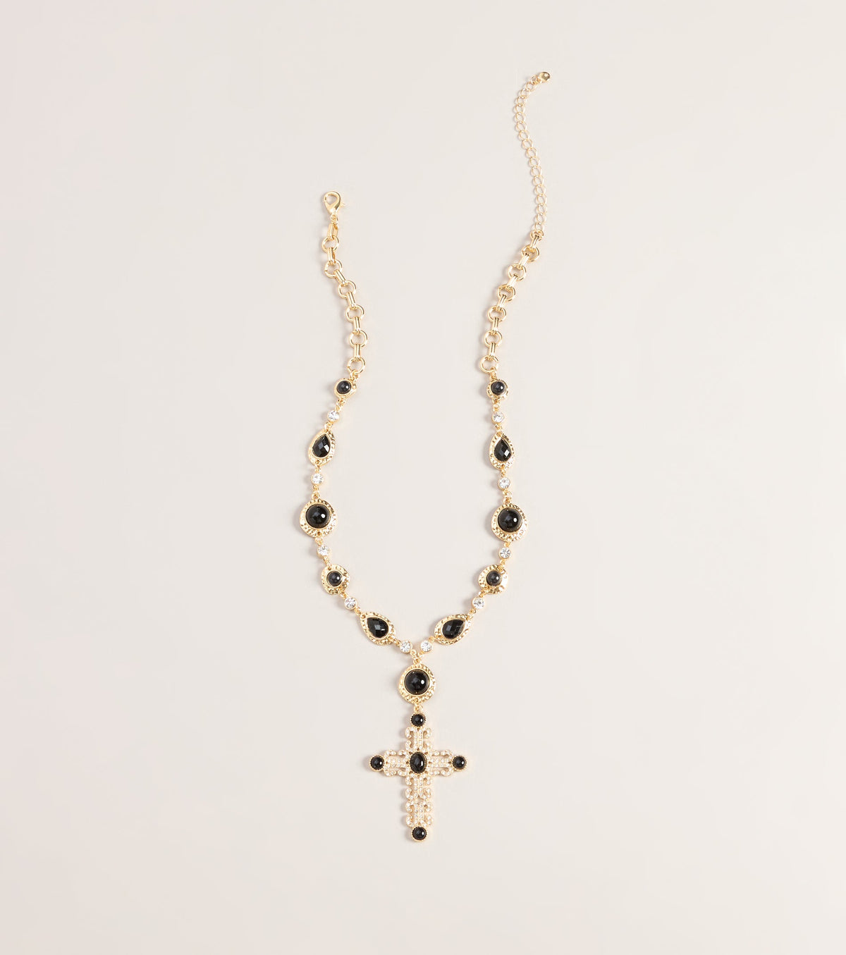 Glam Polish Rhinestone Cross Necklace