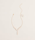 All Eyes Here Teardrop Rhinestone Necklace And Earring Set