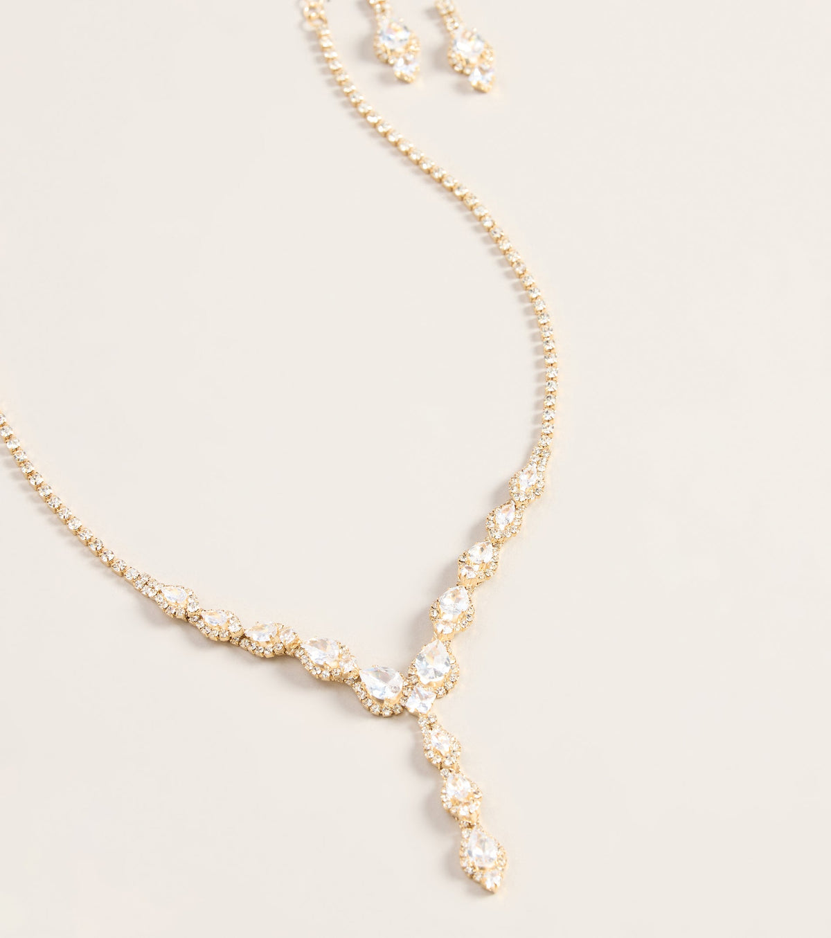 All Eyes Here Teardrop Rhinestone Necklace And Earring Set