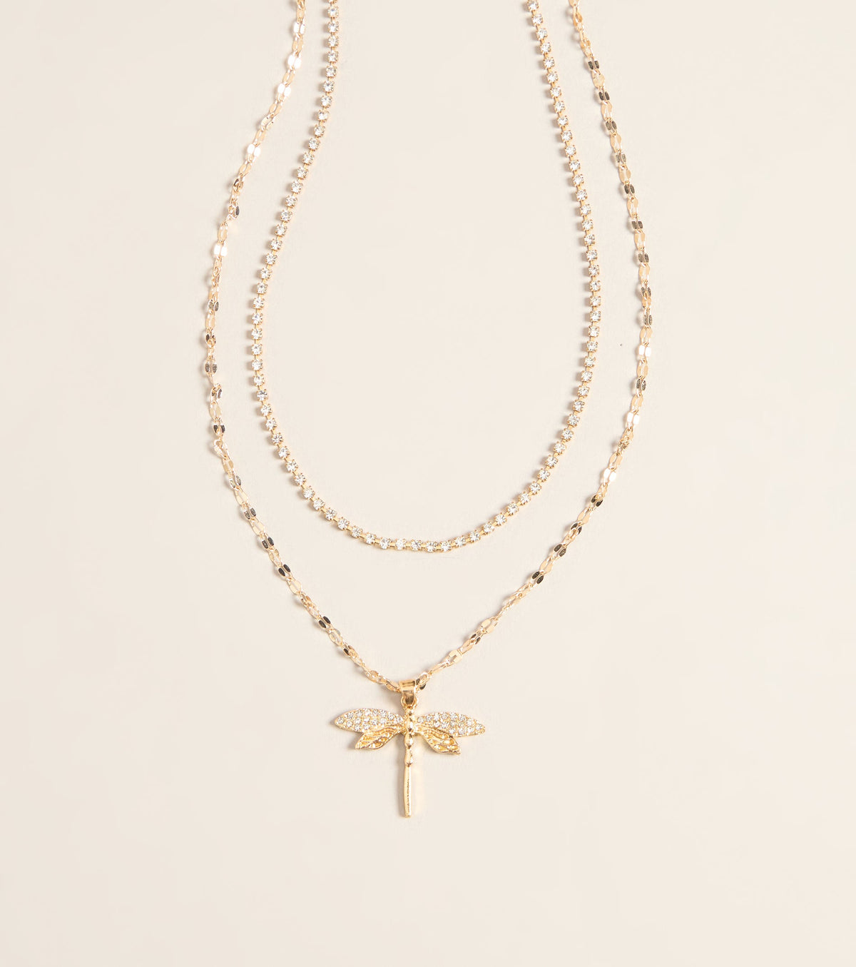 Catch Some Magic Layered Dragonfly Necklace