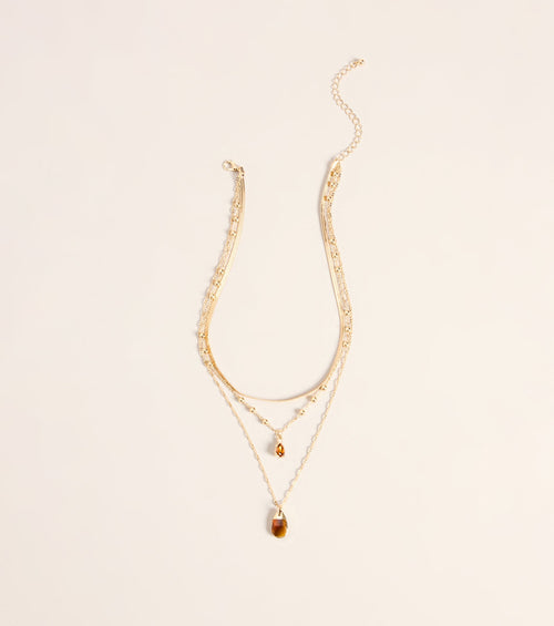 Amber Hour Layered Stone Necklace
