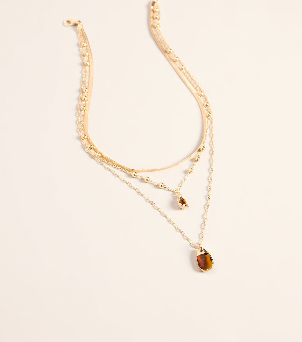 Amber Hour Layered Stone Necklace