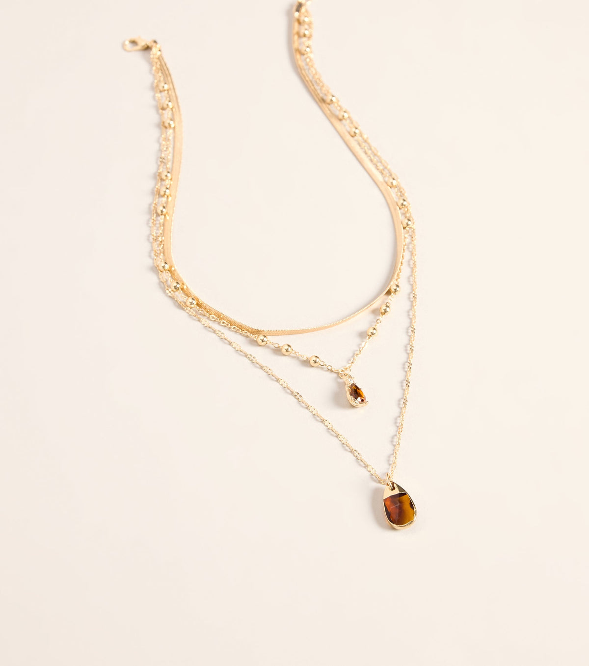Amber Hour Layered Stone Necklace