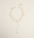 Soft Focus Beaded Layered Lariat Necklace Set