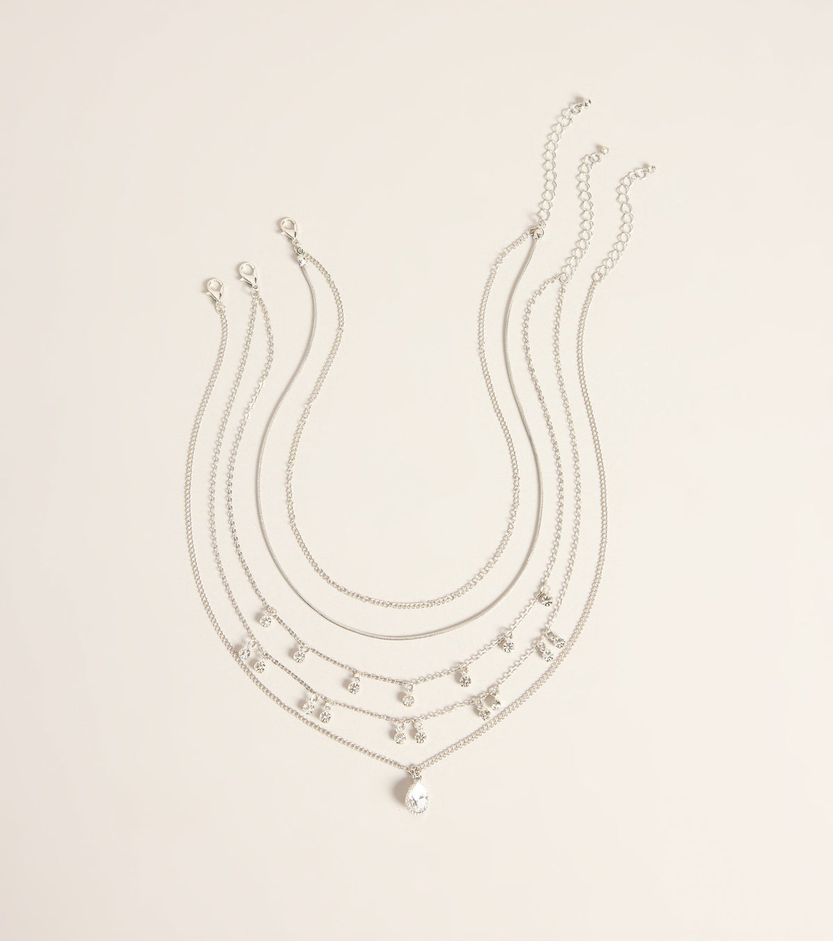 Layer It On Rhinestone Drop Necklace Set