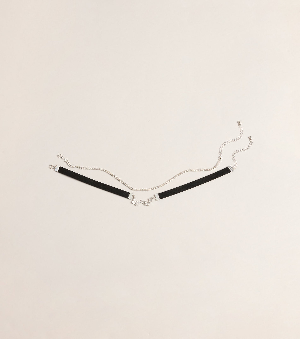 Double Take Rhinestone Butterfly Choker Necklace Set