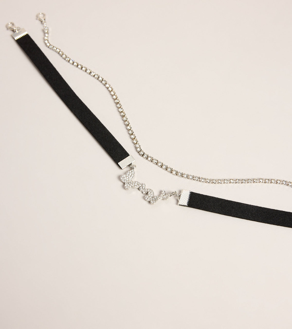 Double Take Rhinestone Butterfly Choker Necklace Set