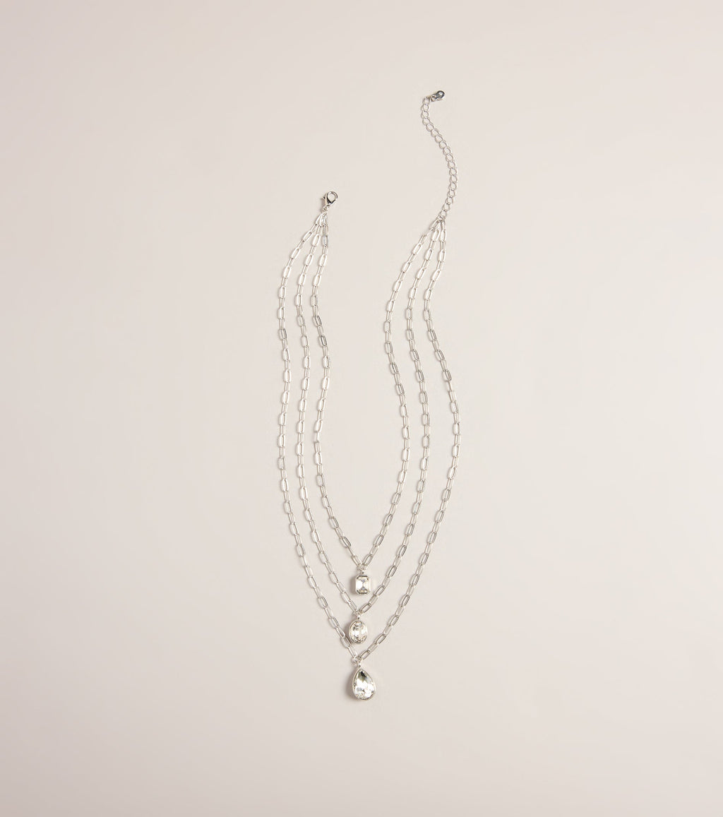 Triple Take Rhinestone Layered Necklace
