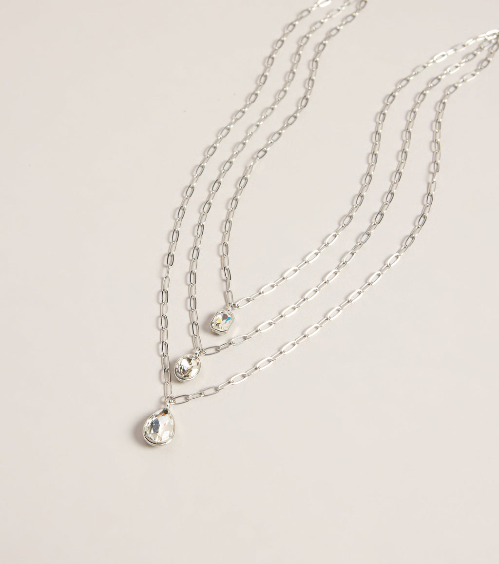 Triple Take Rhinestone Layered Necklace
