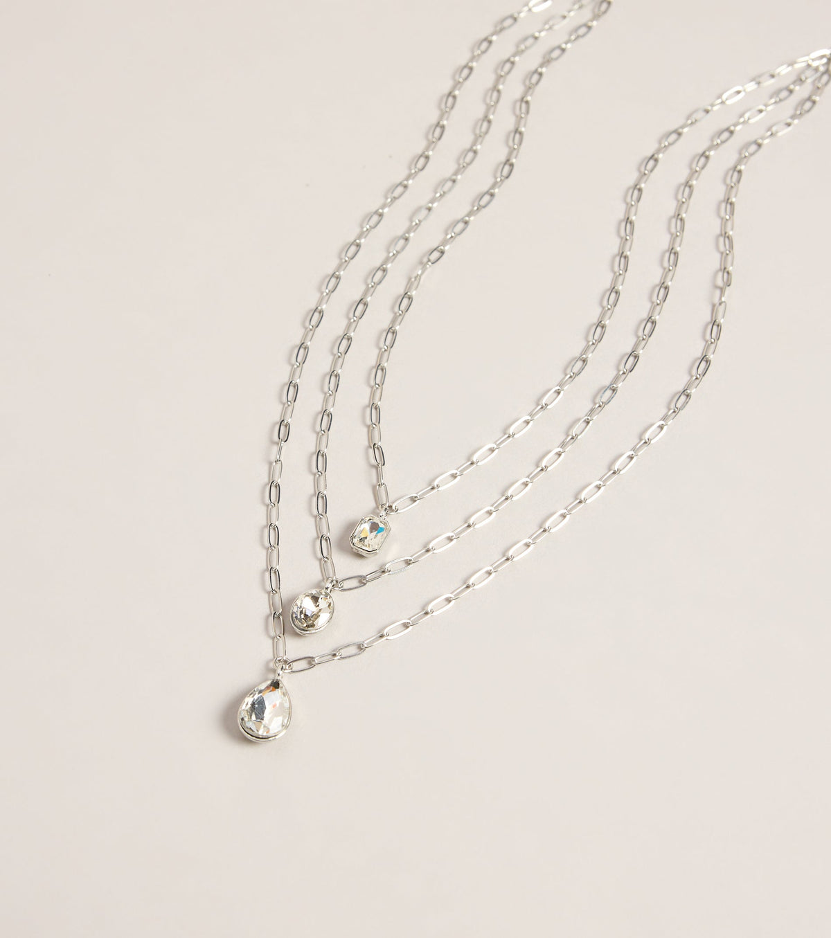 Triple Take Rhinestone Layered Necklace