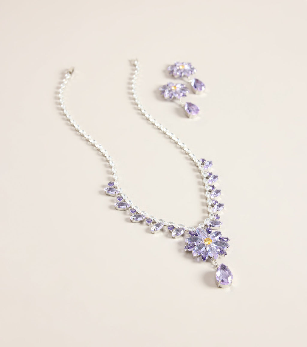 Full Bloom Rhinestone Floral Jewelry Set