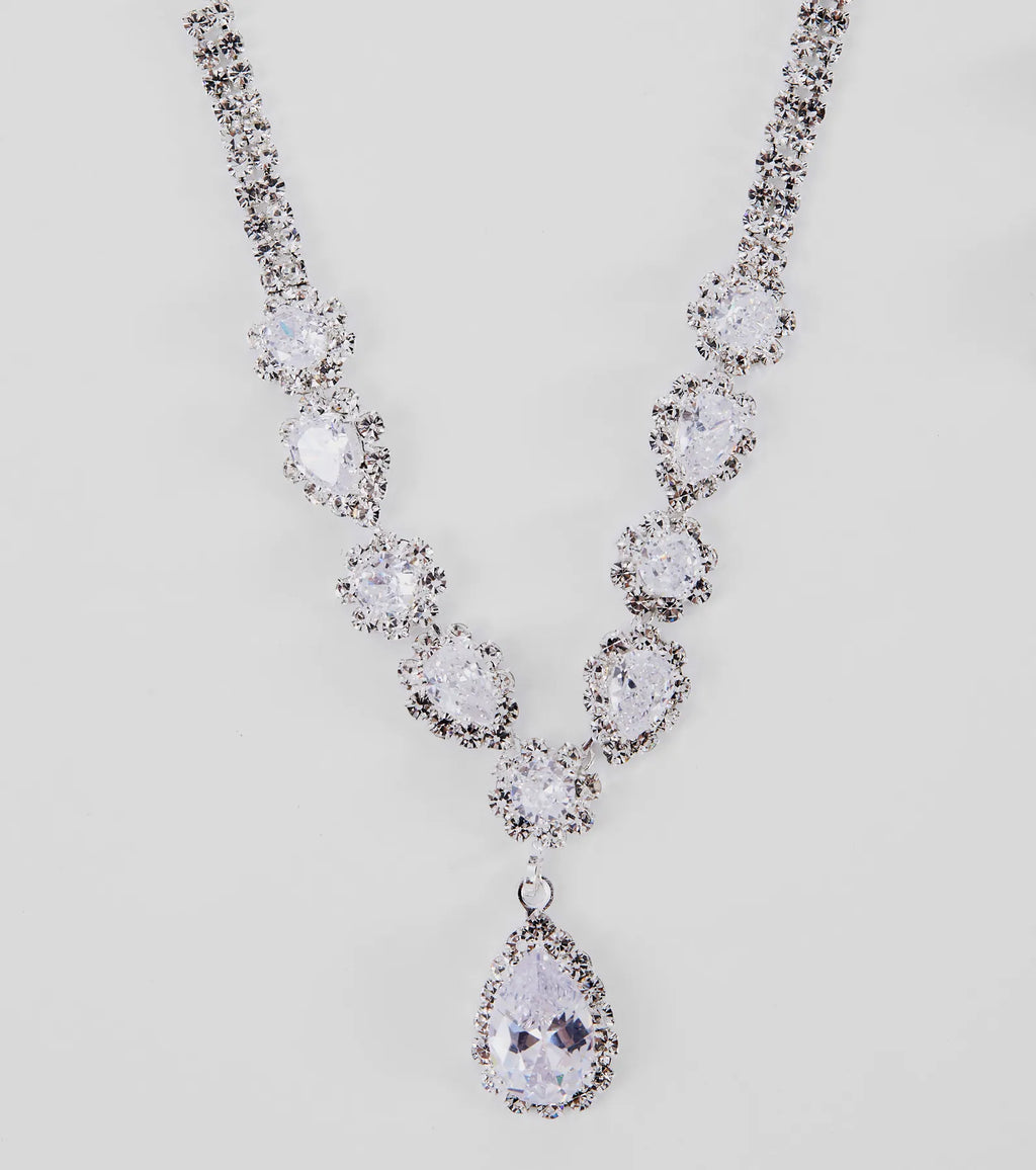 Endless Glam Rhinestone Collar And Earrings Set