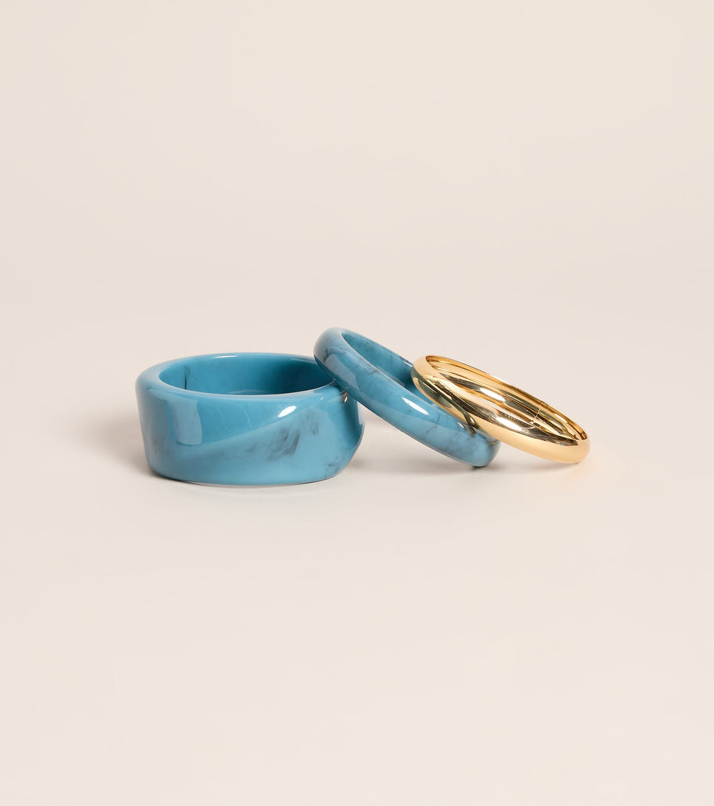 Cool Contrast Acrylic And Metal Bangle Stack