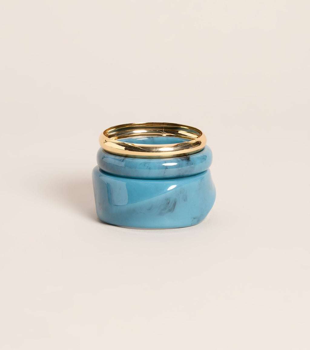 Cool Contrast Acrylic And Metal Bangle Stack