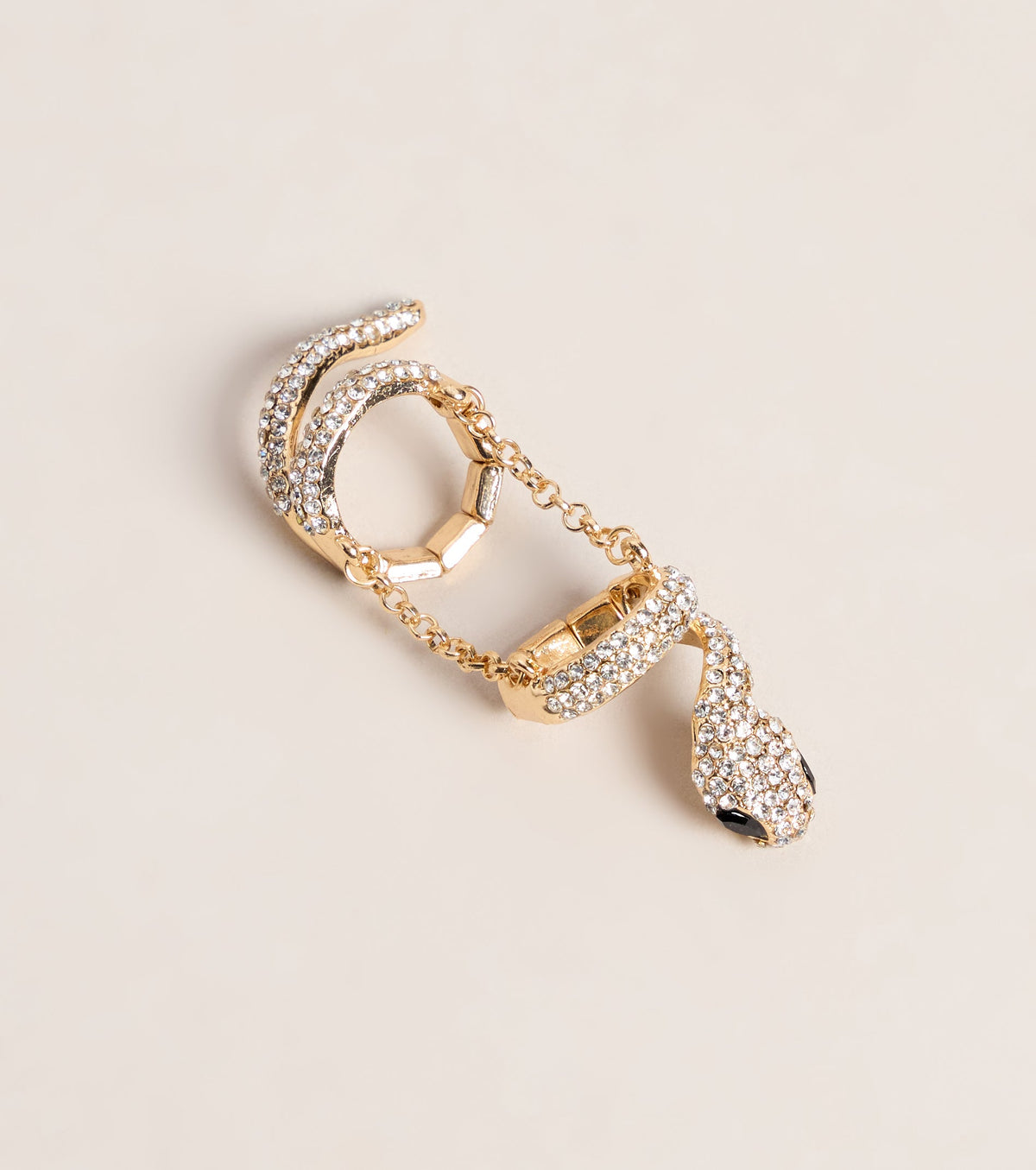 Edgy Sparkle Rhinestone Snake Stretch Ring