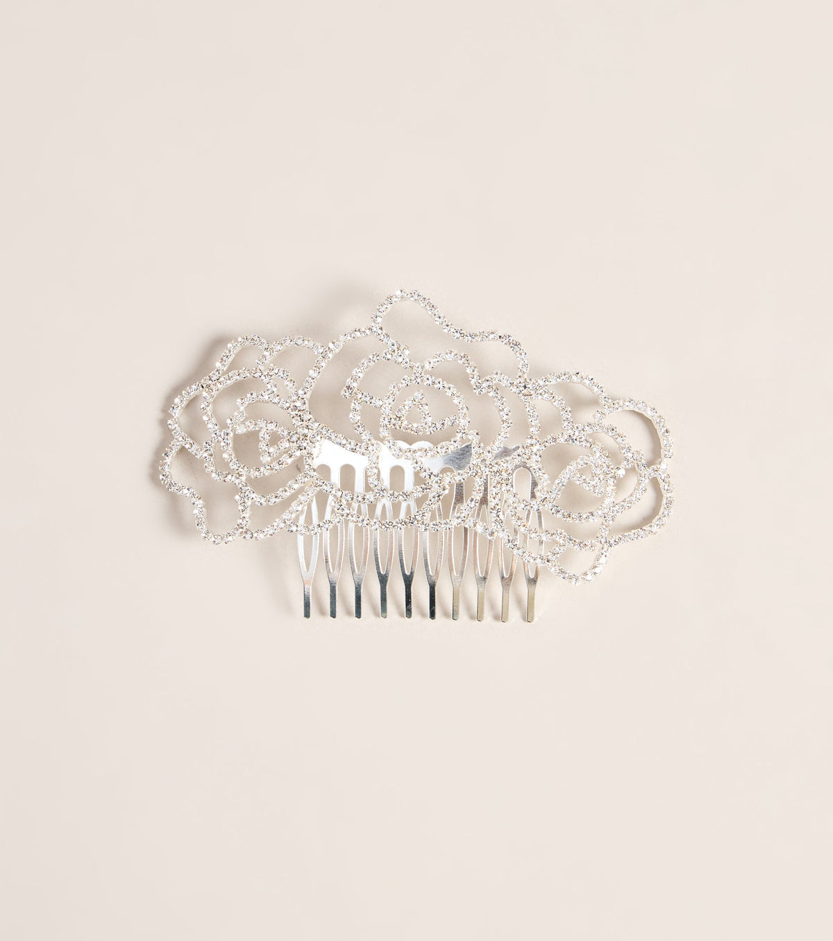 Rose Detail Rhinestone Hair Comb