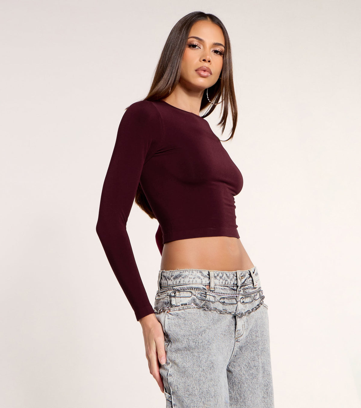 Second Skin Fitted Long Sleeve Crop Top