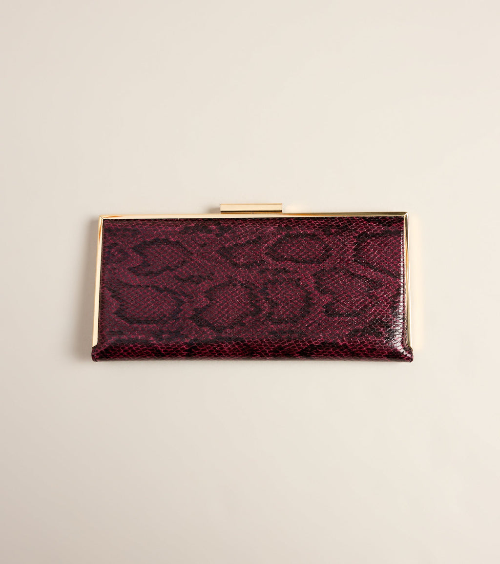 Wild Card Snake Print Faux Leather Clutch
