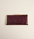 Wild Card Snake Print Faux Leather Clutch