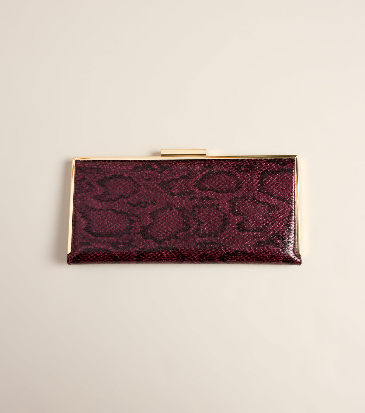 Wild Card Snake Print Faux Leather Clutch